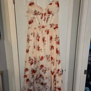 NWOT Floral Print Corset Midi Dress